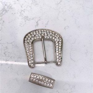 B.B. Simon Rhinestone silver belt buckle